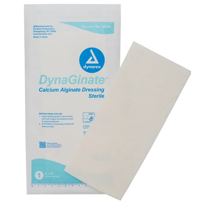 DynaGinate Calcium Alginate Dressings, 4" x 8", 5/bx