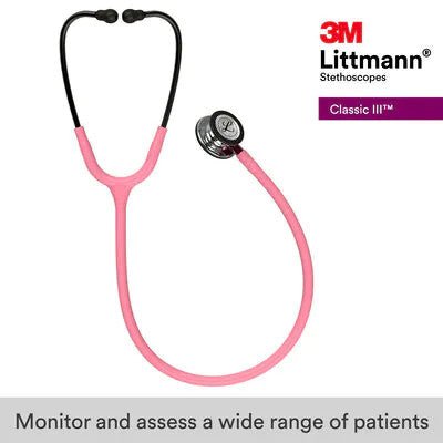 5962 Littmann Classic III - Pearl Pink w/ Mirror Finish, Pink Stem & Smoke - CornellSurgical.com