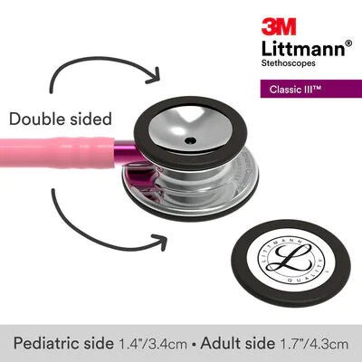 5962 Littmann Classic III - Pearl Pink w/ Mirror Finish, Pink Stem & Smoke - CornellSurgical.com