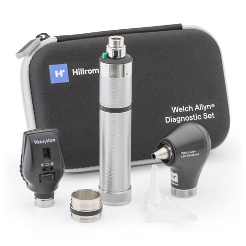 71-SS2CXX, Welch Allyn Economy 3.5V Diagnostic Starter Set with Coaxial LED Ophthalmoscope, Basic LED Otoscope - CornellSurgical.com