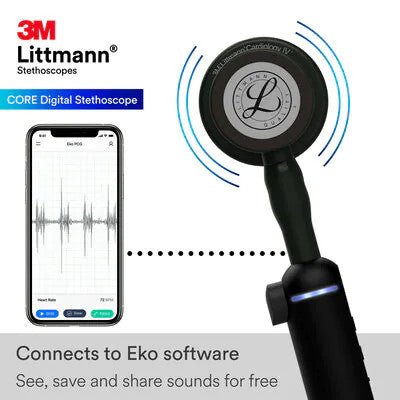 8480 3M Littmann CORE Digital Stethoscope, All Black - CornellSurgical.com