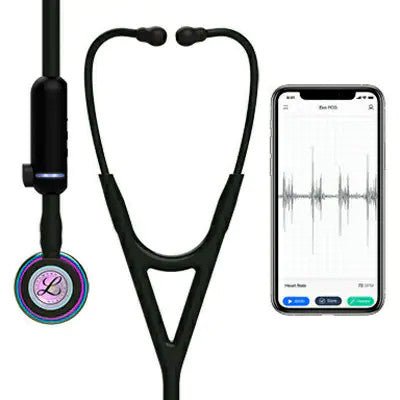 8570 3M Littmann CORE Digital Stethoscope, Black w/ Rainbow Chestpiece - CornellSurgical.com