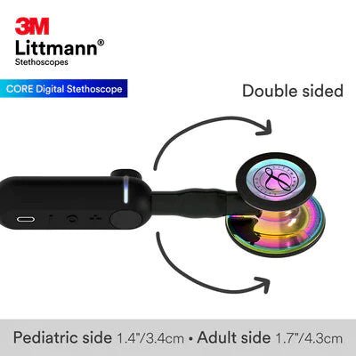 8570 3M Littmann CORE Digital Stethoscope, Black w/ Rainbow Chestpiece - CornellSurgical.com