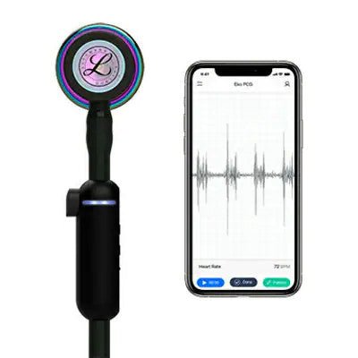 8570 3M Littmann CORE Digital Stethoscope, Black w/ Rainbow Chestpiece - CornellSurgical.com