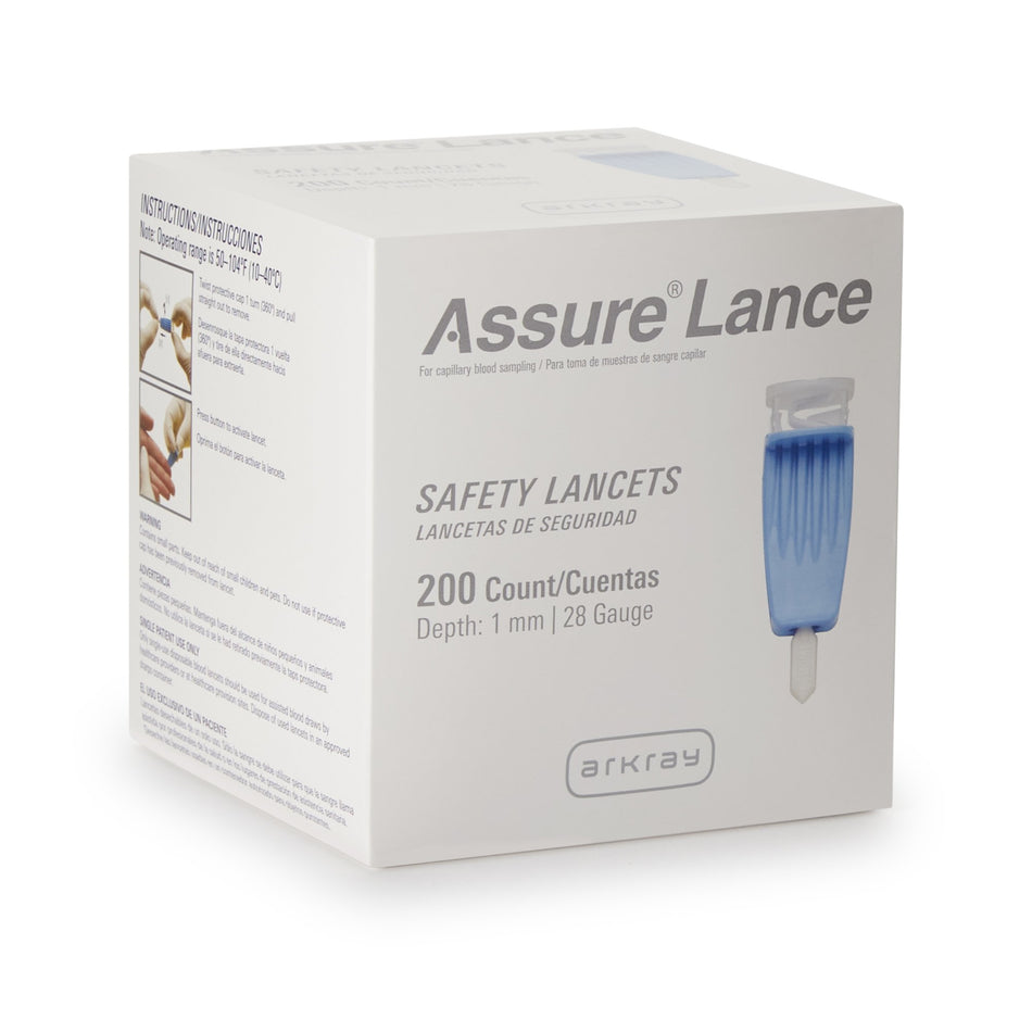Assure Lance Micro Flow, 28g, 1mm Depth, Light Blue,  200's