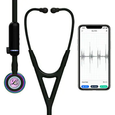 8570 3M Littmann CORE Digital Stethoscope, Black w/ Rainbow Chestpiece