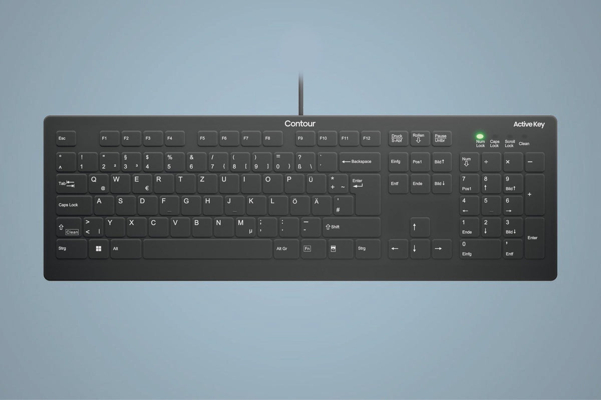 QuickClean™ Medical Keyboard | IP68 Waterproof Hygienic Keyboard for Healthcare & Clinical Environments, Wired, Black - CornellSurgical.com