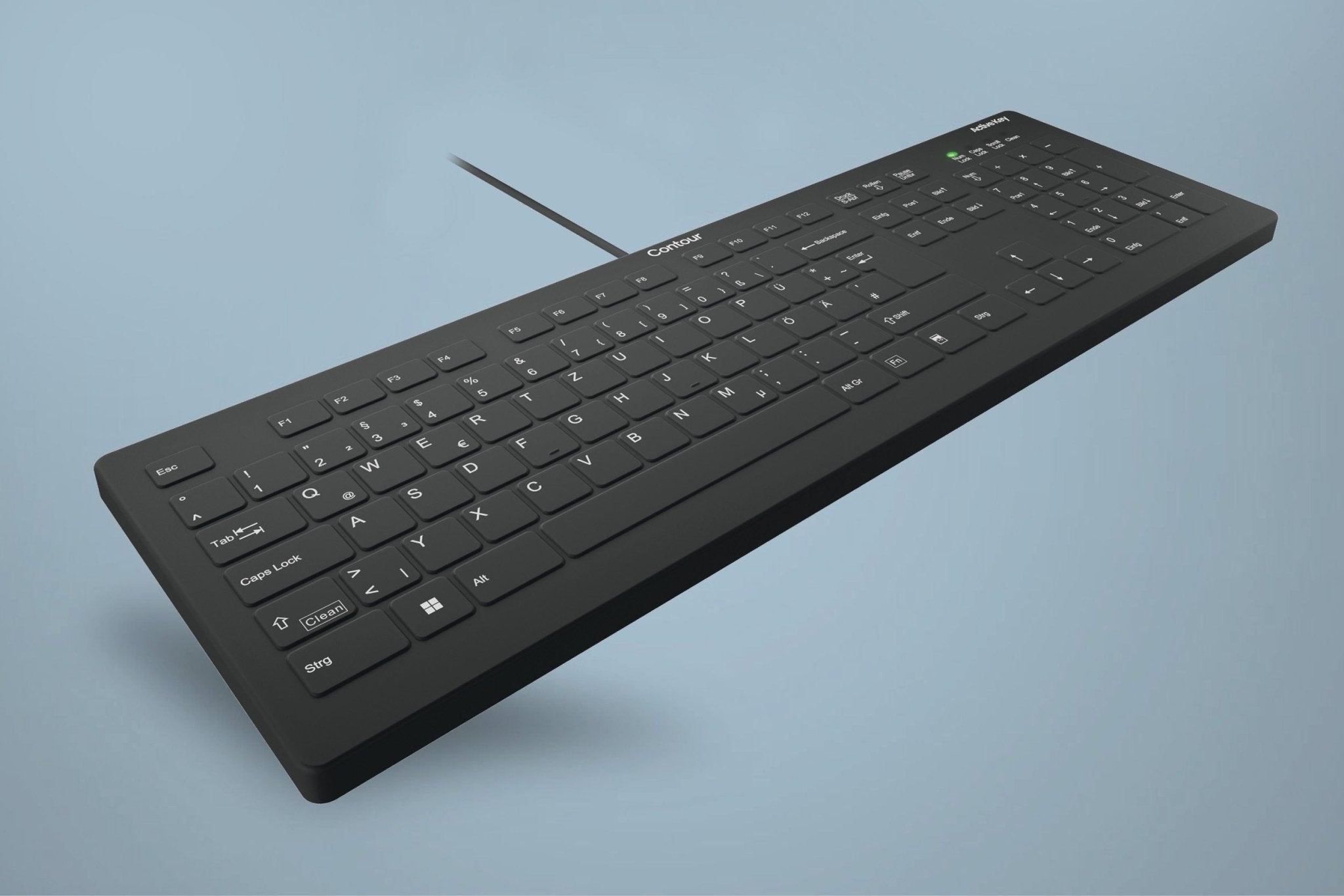 QuickClean™ Medical Keyboard | IP68 Waterproof Hygienic Keyboard for Healthcare & Clinical Environments, Wired, Black - CornellSurgical.com