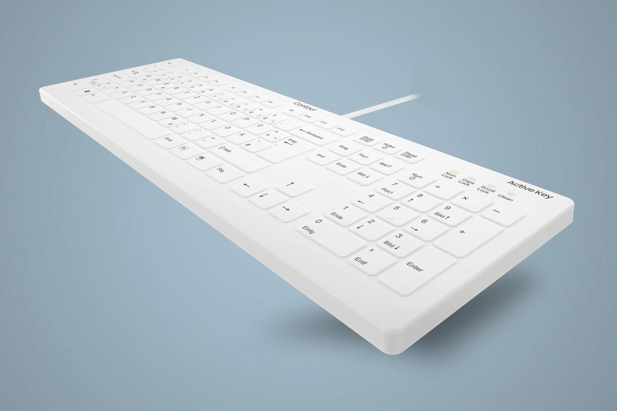 QuickClean™ Medical Keyboard | IP68 Waterproof Hygienic Keyboard for Healthcare & Clinical Environments, Wired, White - CornellSurgical.com