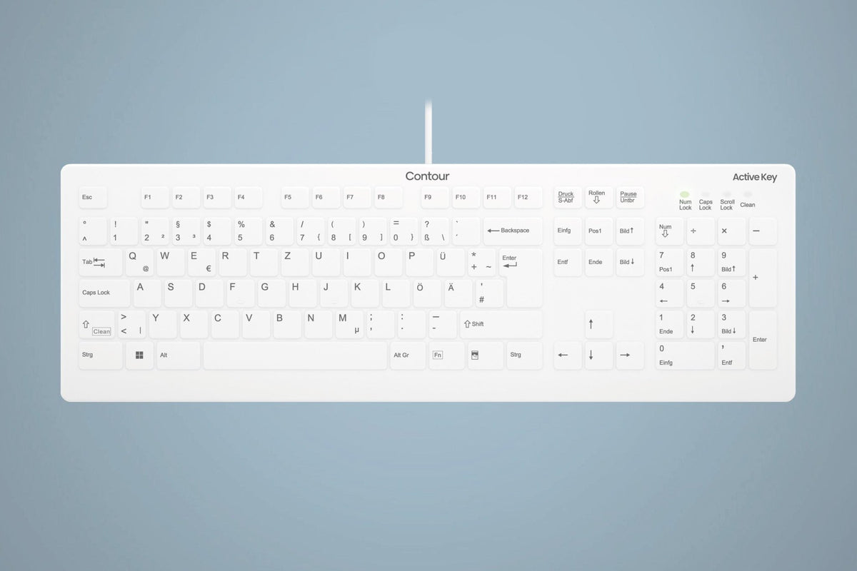 QuickClean™ Medical Keyboard | IP68 Waterproof Hygienic Keyboard for Healthcare & Clinical Environments, Wired, White - CornellSurgical.com