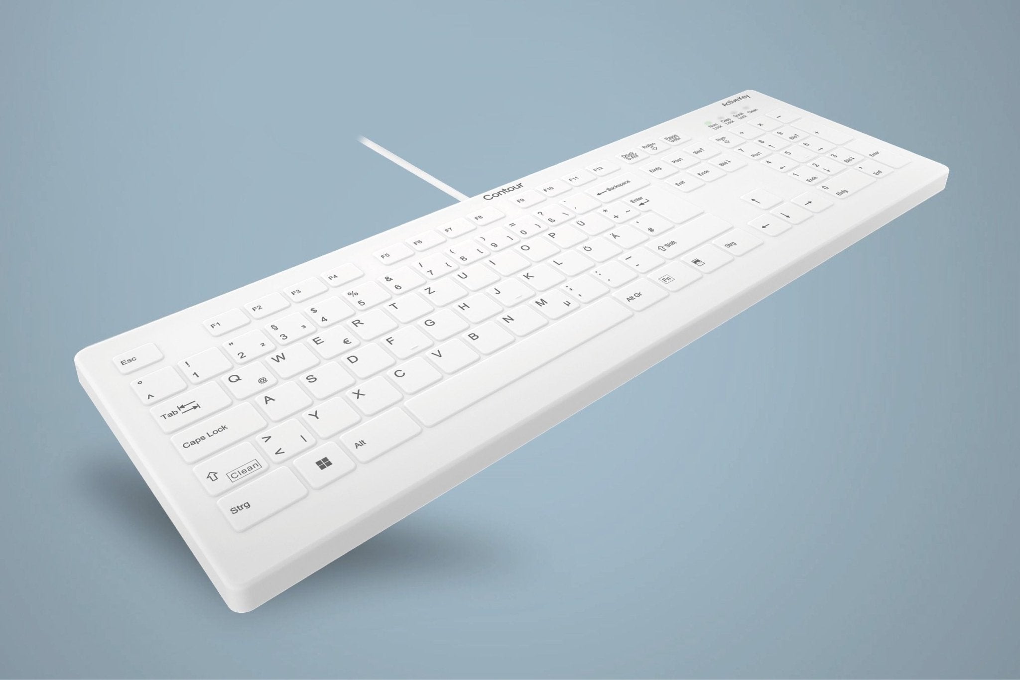 QuickClean™ Medical Keyboard | IP68 Waterproof Hygienic Keyboard for Healthcare & Clinical Environments, Wired, White - CornellSurgical.com