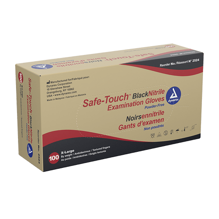 Safe - Touch Black Nitrile Exam Gloves, Powder - Free, 100's - CornellSurgical.com