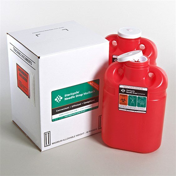 Stericycle 2 Gallon Sharps Disposal Mailback System, Twin Pack - CornellSurgical.com
