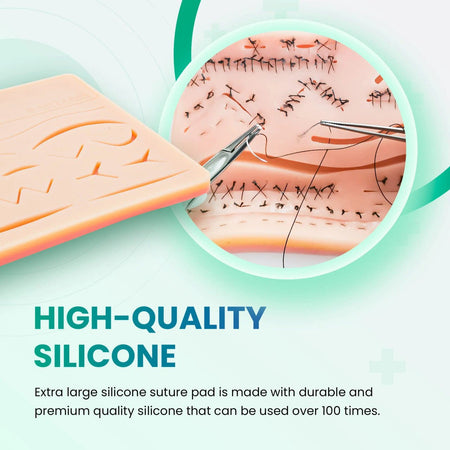 Suture Kit for Suture Training with Large Silicone Suture Pad & Tool Kit - 25 - Pieces - CornellSurgical.com