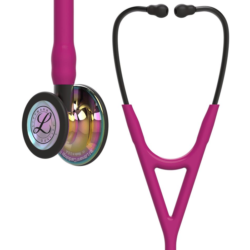 6241 Littmann Cardiology IV - Raspberry w/ Rainbow & Smoke - CornellSurgical.com