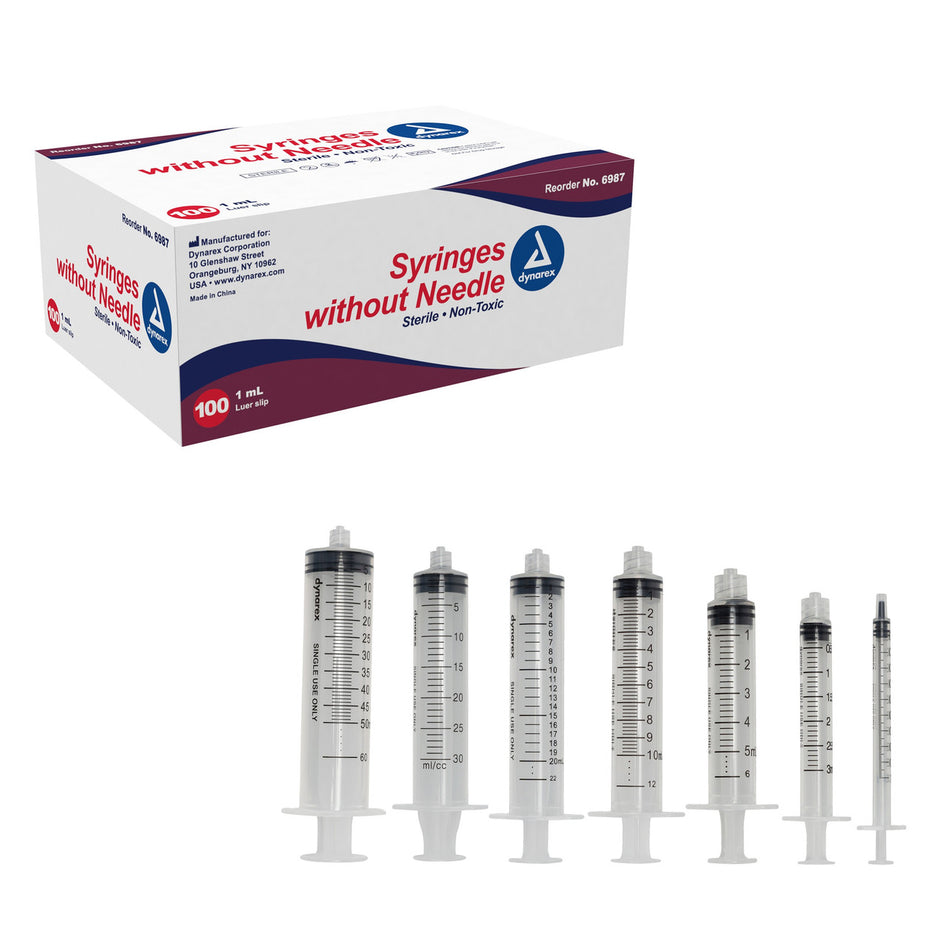 Dynarex #6989 Syringe Without Needle, 5cc, 100/bx