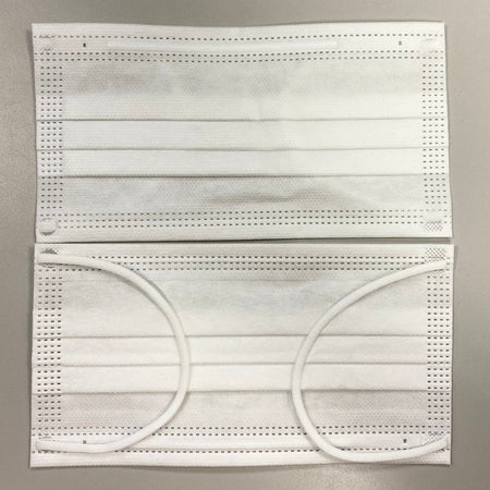 Ear Loop Face Masks - 3 ply, White, Individually Wrapped, 50/Box - CornellSurgical.com