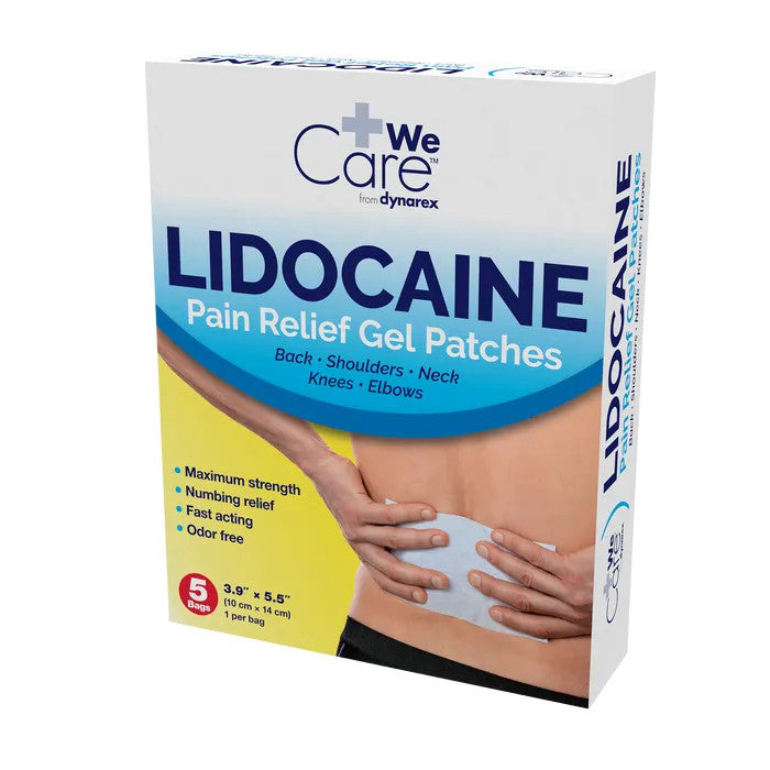 Lidocaine Pain Relief Gel Patches , 3.9 X 5.5in, 5/bx