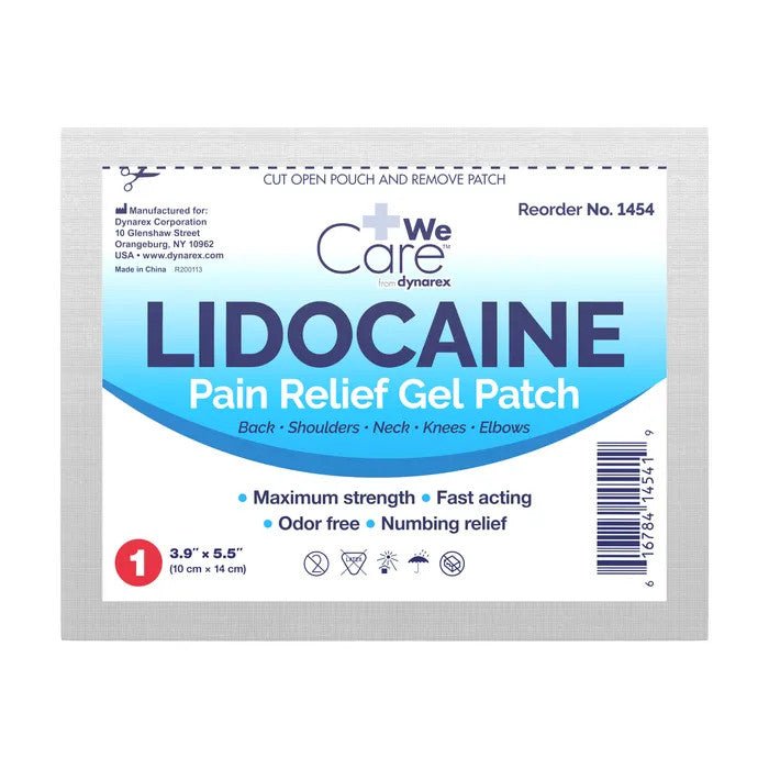 Lidocaine Pain Relief Gel Patches , 3.9 X 5.5in, 5/bx - CornellSurgical.com