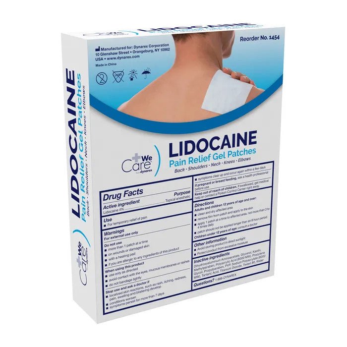 Lidocaine Pain Relief Gel Patches , 3.9 X 5.5in, 5/bx - CornellSurgical.com