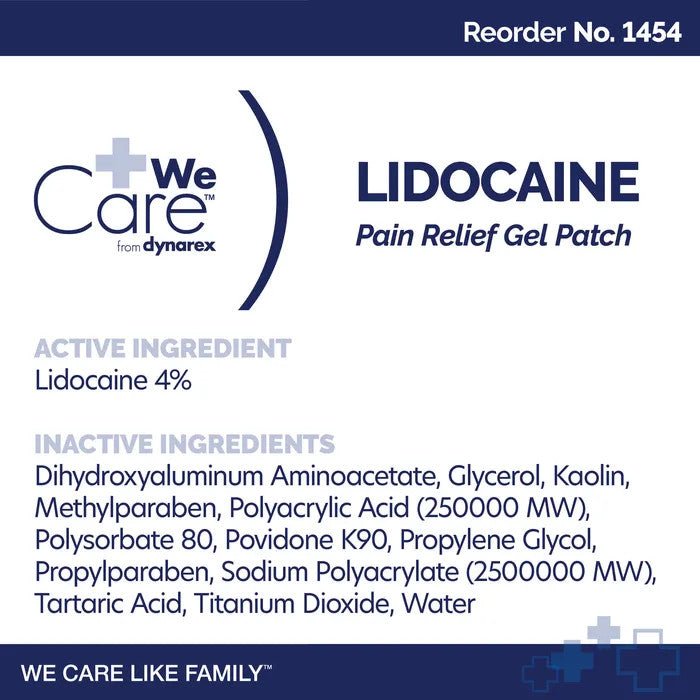 Lidocaine Pain Relief Gel Patches , 3.9 X 5.5in, 5/bx - CornellSurgical.com
