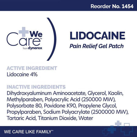 Lidocaine Pain Relief Gel Patches , 3.9 X 5.5in, 5/bx - CornellSurgical.com