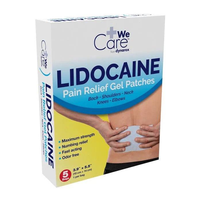 Lidocaine Pain Relief Gel Patches , 3.9 X 5.5in, 5/bx - CornellSurgical.com