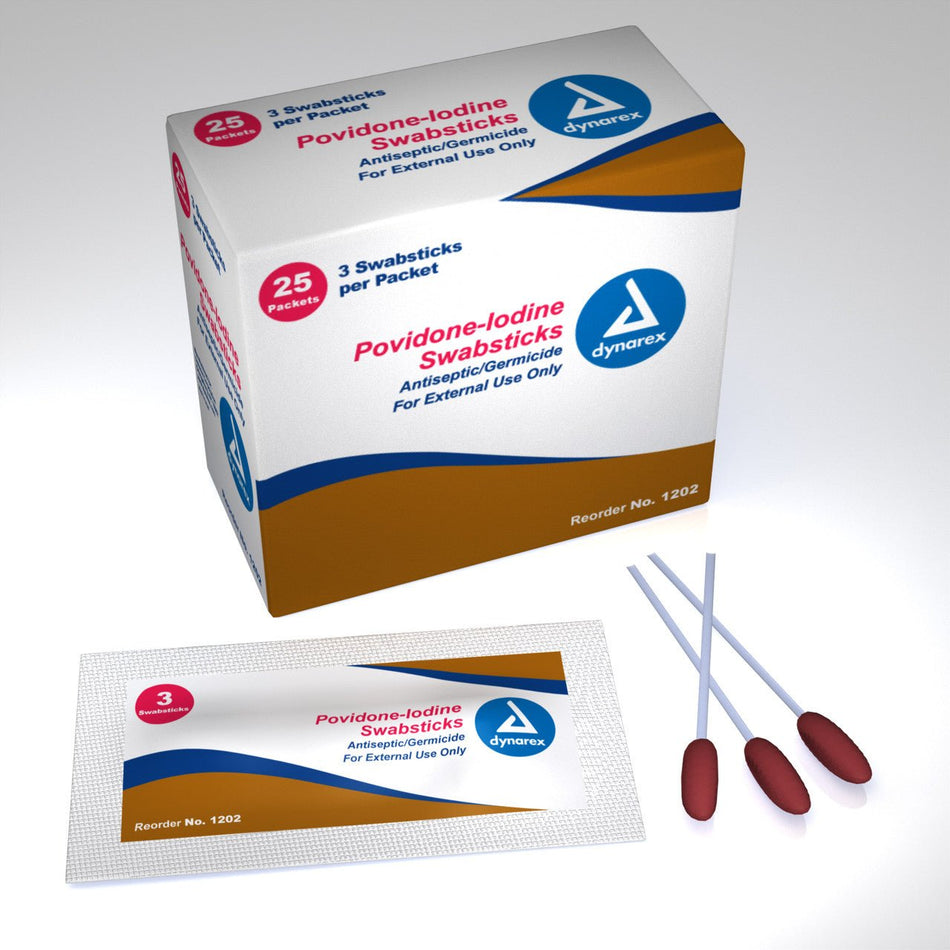 Povidone Iodine Swabsticks 3's - CornellSurgical.com