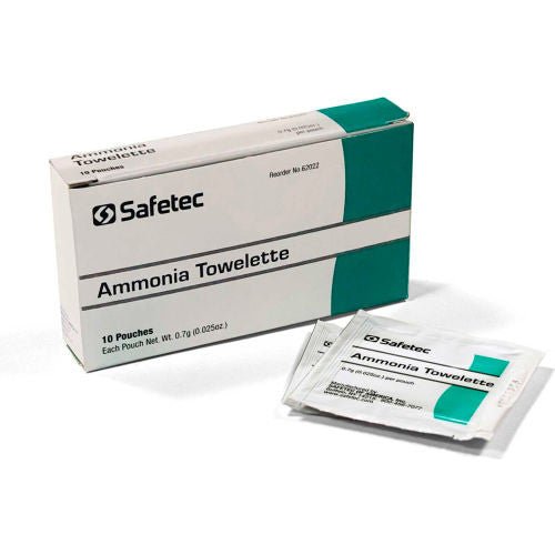 Safetec Ammonia Inhalant Wipes 15 - 30% 10/Box - CornellSurgical.com